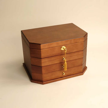 The Hex - Four Tier Wooden Jewelry Box with lock