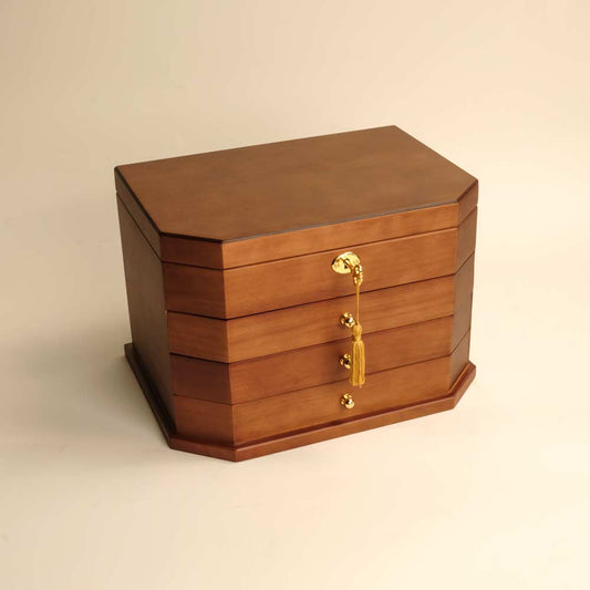 The Hex - Four Tier Wooden Jewelry Box with lock