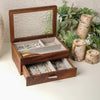 The Elegant - Double Tier Walnut Jewelry Box with Rippled Glass