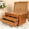 The Engraved - Three Tier Wooden Jewelry Box with Lock and Drawers