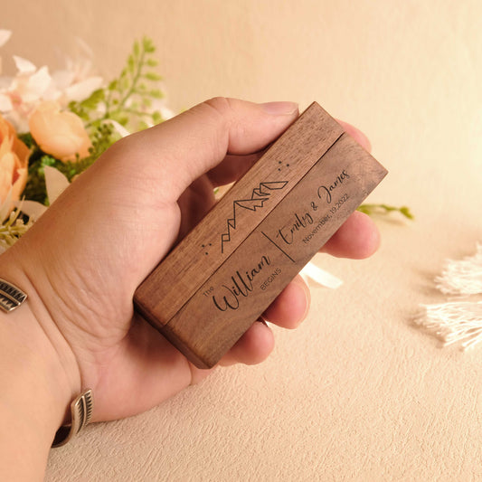 The Duet - Double Slot Wedding Ring Box for 2 Rings - L