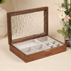 The Crystal - Glass Custom Carved Walnut Wooden Jewelry Box