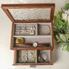 The Elegant - Double Tier Walnut Jewelry Box with Rippled Glass