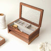 The Elegant - Double Tier Walnut Jewelry Box with Rippled Glass