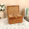 The Engraved - Three Tier Wooden Jewelry Box with Lock and Drawers