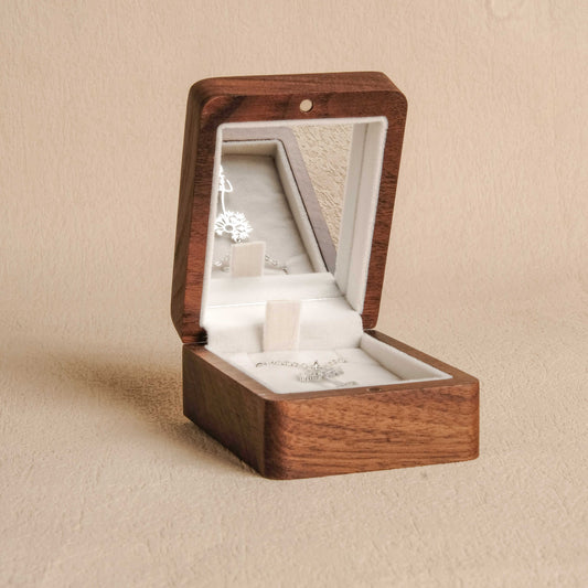 The Reflection -  Walnut Wooden Necklace Box with Mirror