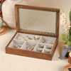 The Crystal - Glass Custom Carved Walnut Wooden Jewelry Box