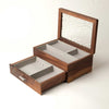 The Elegant - Double Tier Walnut Jewelry Box with Rippled Glass