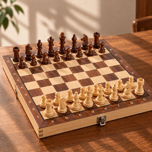 Magnetic Folding Wooden Chess Set | 15-Inch